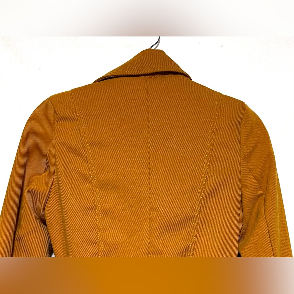 Vintage Y2K Paris Blues Mustard Yellow Wool Blend Double Breasted Pea Coat - Picture 9 of 11